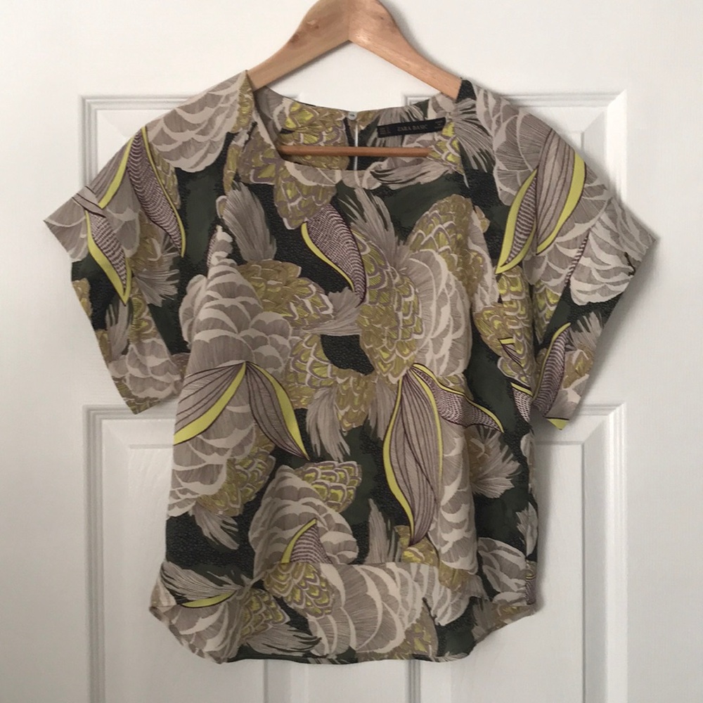 Zara High/Low Floral Blouse